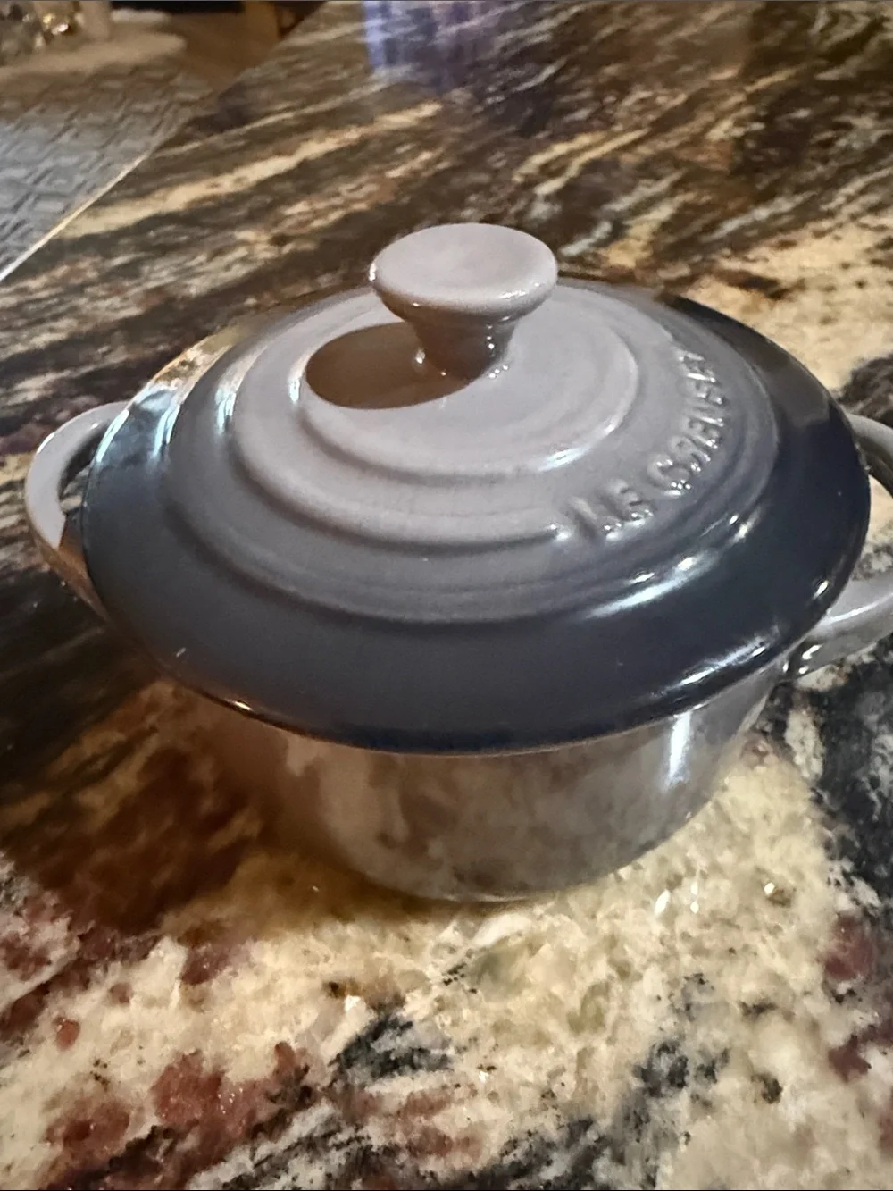 Le Creuset Gray to Dark Gray Covered Casserole